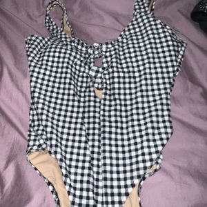Checkered one piece bathing suit